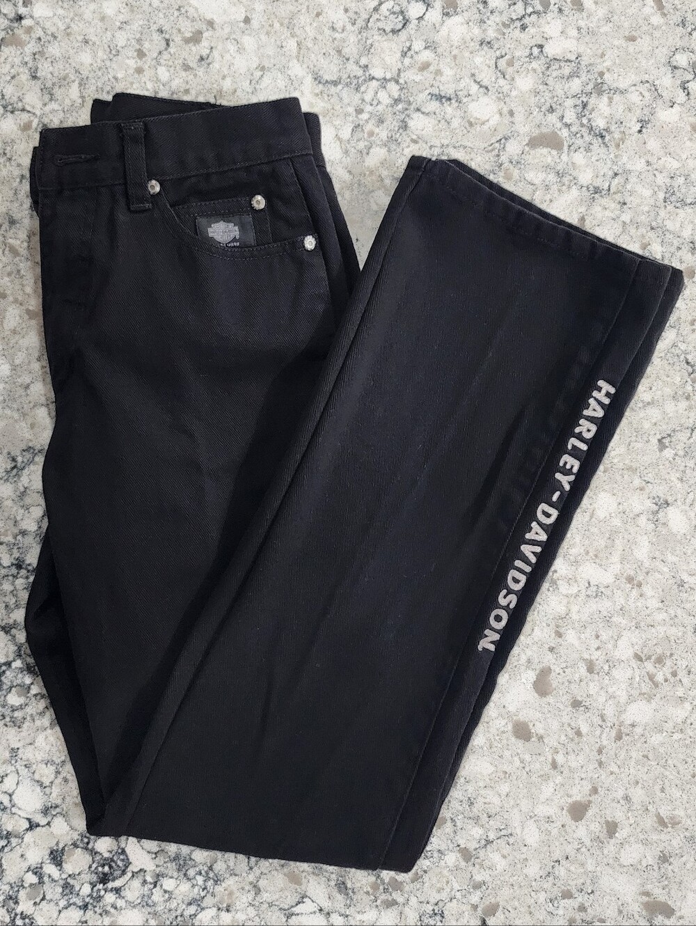 Harley Davidson Black Straight-Leg Embroidered Biker Boot Cut Ladies Jean 4 / 6